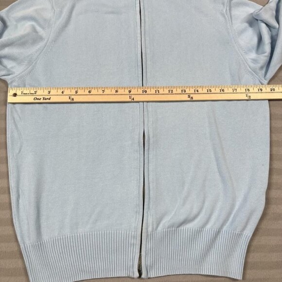 Zara Sweater Mens Medium Blue Full Zip Mock Neck Knit Cotton Lightweight Casual - Picture 4 of 7